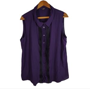 Tommy Hilfiger Purple Sleeveless Top Button Front XL